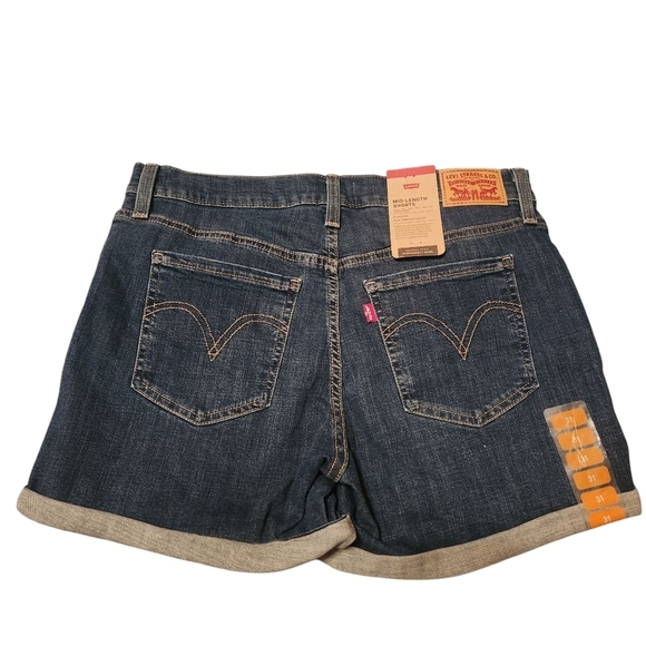 Levi's Mid Length Shorts Blue Jean Shorts Denim Cutoff Distressed Hypersoft - Picture 6 of 15